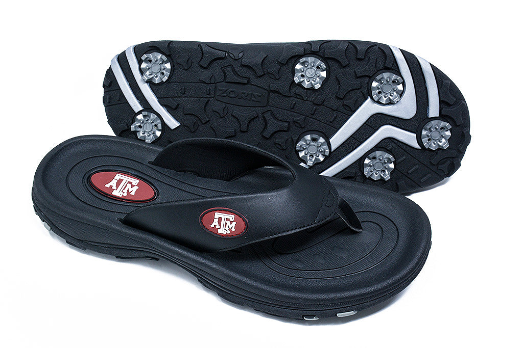 Texas A&M golf sandal, zoriz golf flip flops, collegiate series golf shoes