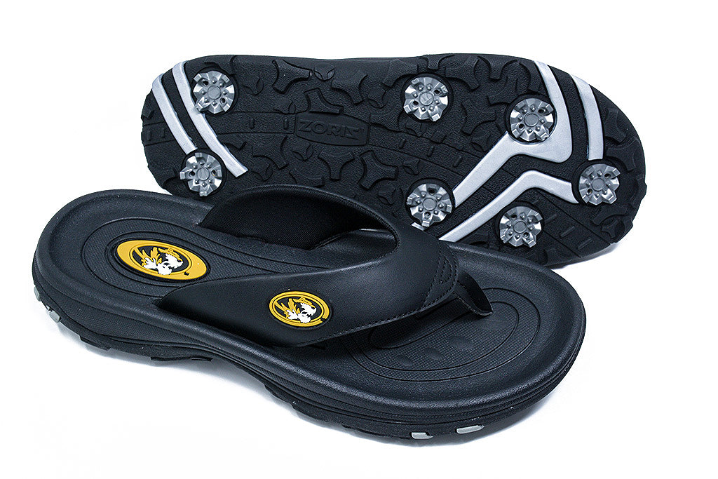 Mizzou golf sandal, zoriz golf flip flops, collegiate series golf shoes